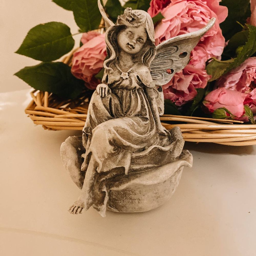 Фото Садова фігурка Сampo Фея на трояндочці 11,5x10xH14cm Німеччина