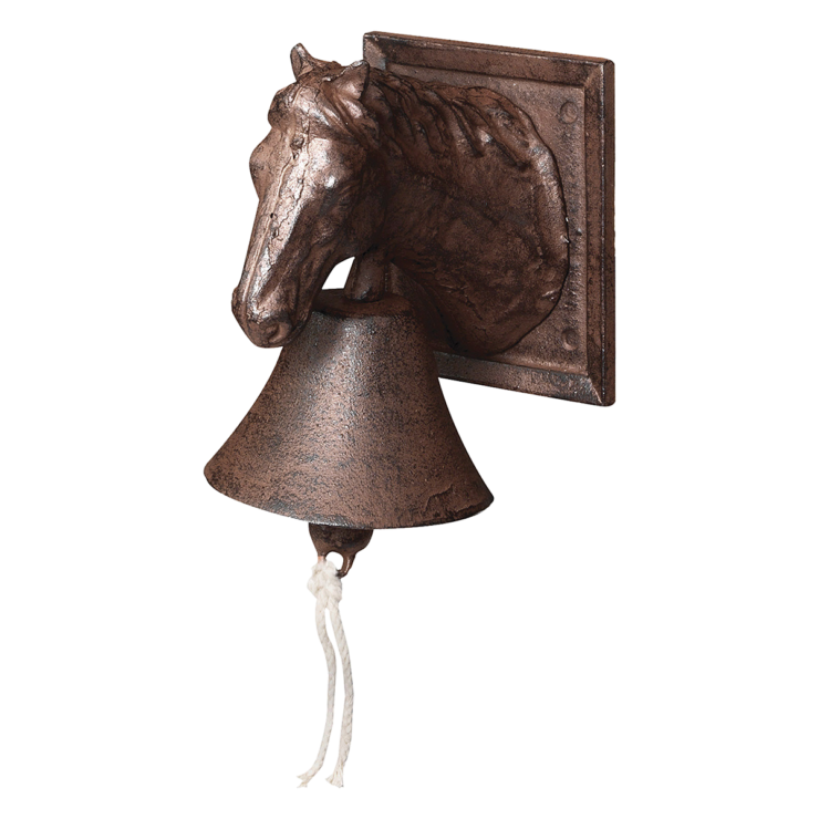 Фото Настенный чугунный колокольчик для сада Esschert Design Конь 16*12*18 чугун