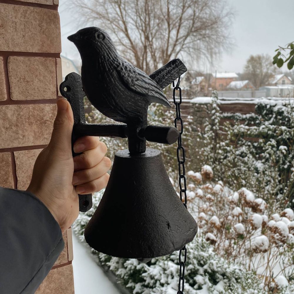 Фото Чавунний дзвіночок з пташкою Esschert Design 12x14.8x 20.1 см Нідерланди