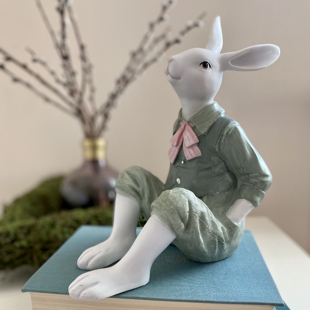 Фото Декоративна фігурка Exner Пасхальний кролик у зеленому 13x8,8x35,3 cm Німеччина