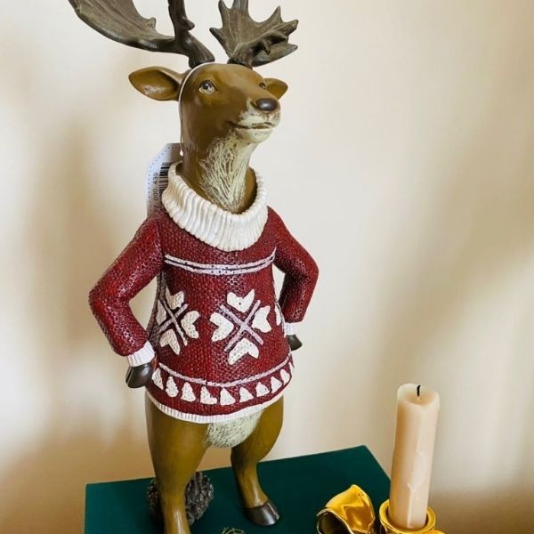 Фото Декоративна новорічна фігурка "Ельф в светрі" 13,5x11,5xH31,5cm