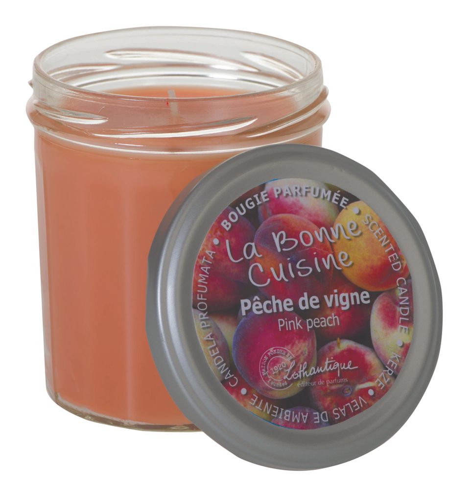 Фото Соєва ароматична свічка Lothantique "Персик у вині" 220 грам 50 годин Франція