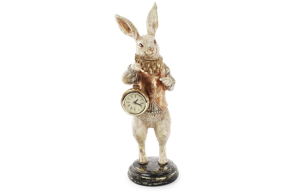 Фото  Декоративна статуетка з годинником Білий кролик 34.5см