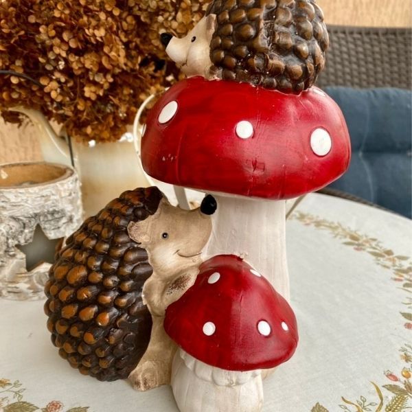 Фото Уцінка Декоративна садова статуетка Їжачки та гриб 6,5x13xH21,5cm Німеччина